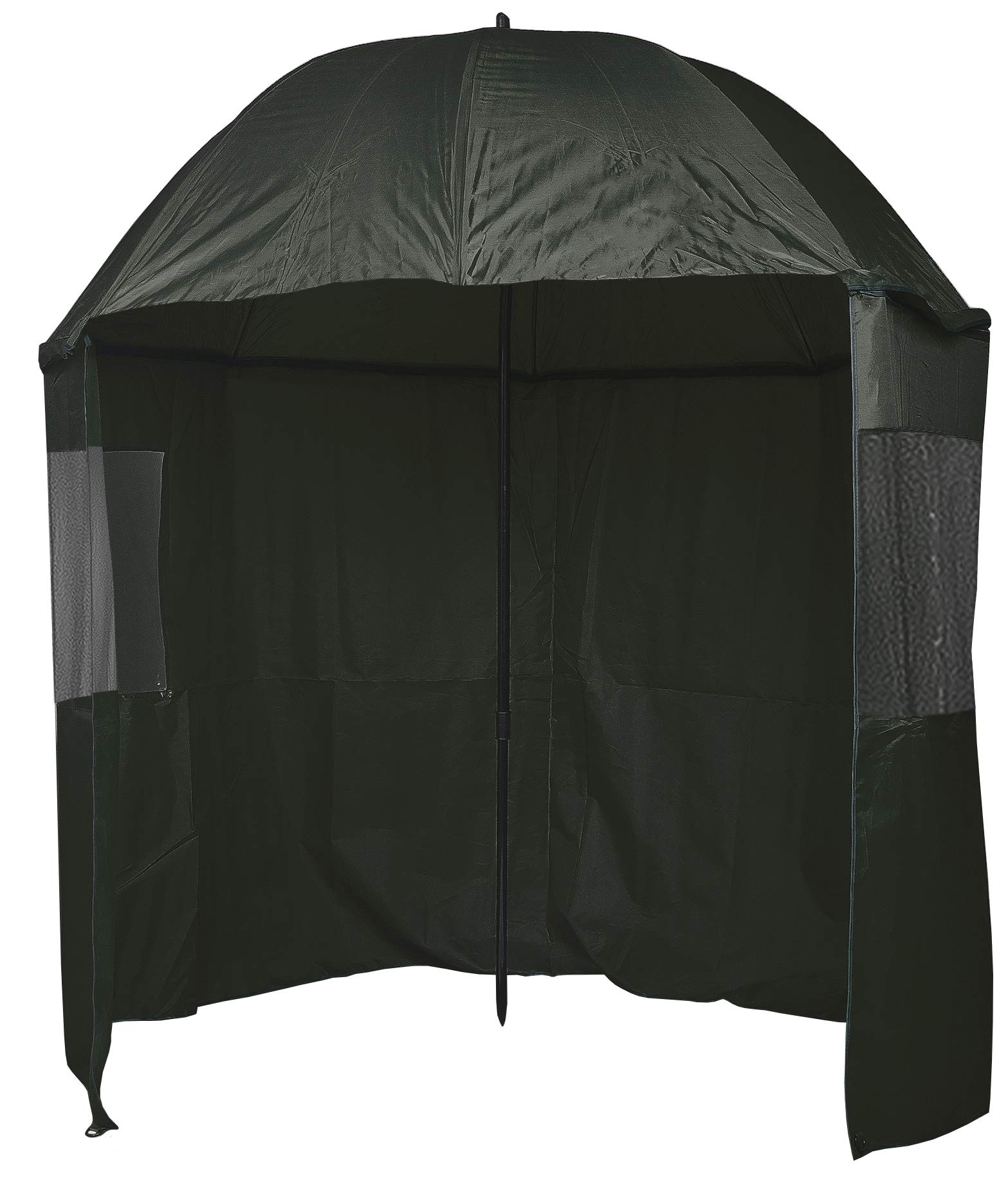 Paraguas de pesca de 2,5 m, impermeable, altura ajustable, 1 m a 2 m, verde oscuro, con cremallera, paneles de visualización de PVC y bolsa de transporte [25-1271]