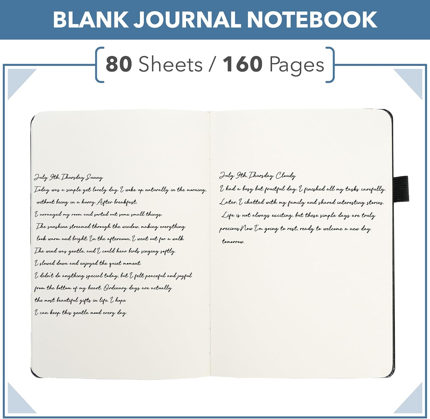 - Blank Journal Notebook, A5 (5.7"x8.3"), 160 Pages, Black thumbnail