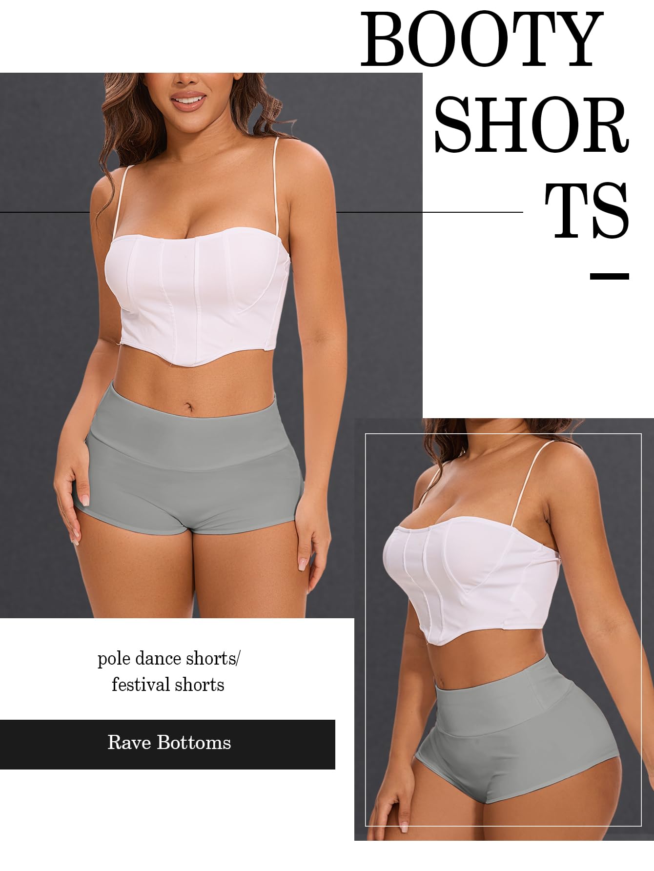 Boudaner Women's High Waisted Workout Shorts - Butt Lifting Scrunch Booty Shorts with Cut Out Design for Yoga, Gym & Running: XX-Large Light Grey