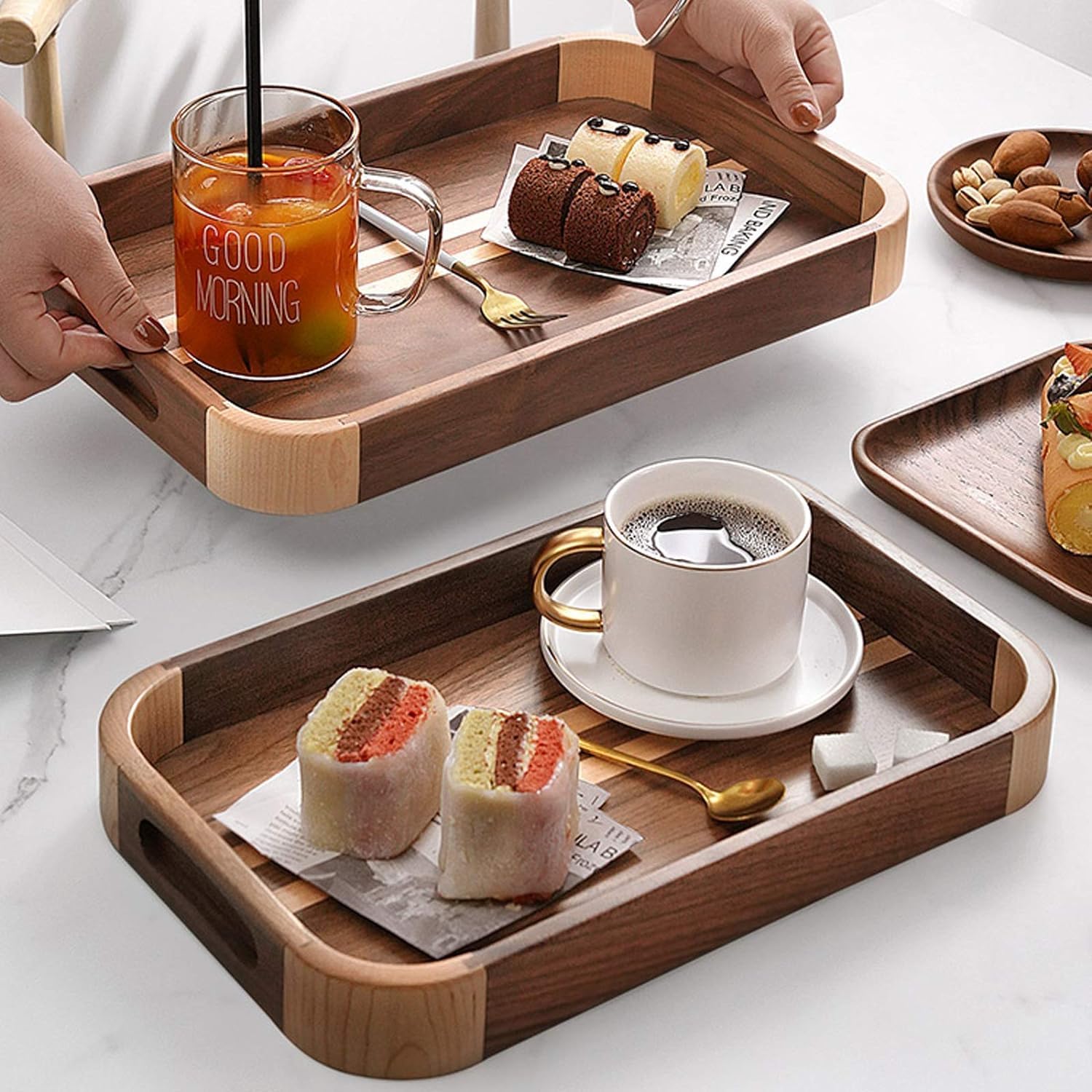 Creative Deco Vassoio in Legno con Maniglie | 39.5 x 24 x 6.3 cm | per Servire Cibo, Colazione, Caffè e Dolci | Perfetto per Decorare la Cucina | Leroy Merlin