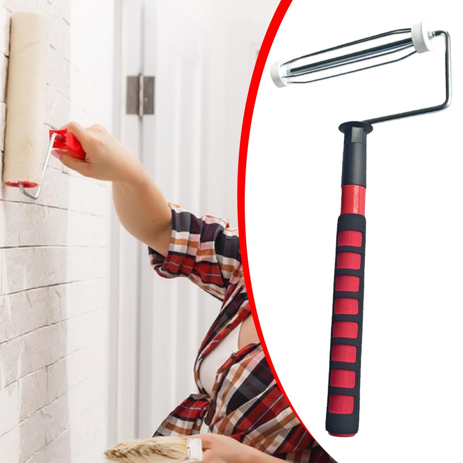 MagiDeal Telaio per rullo di vernice da 9 pollici, impugnatura ergonomica, forniture di verniciatura sostitutive, manico telescopico regolabile per soffitto in