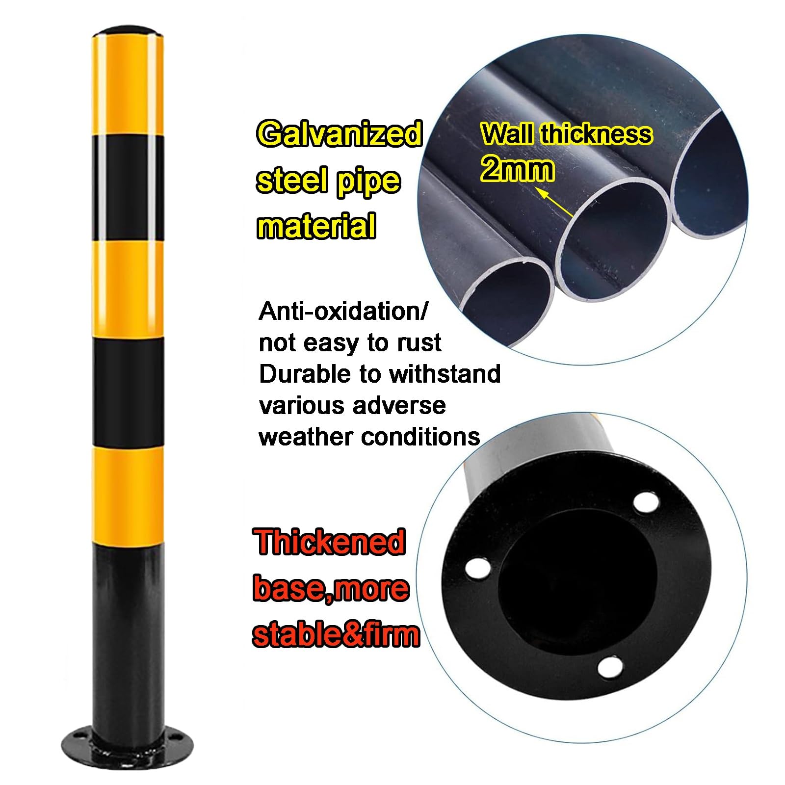 Générique Borne de sécurité Robuste en Acier - Barrière de signalisation et de Protection d'accès pour parkings (1 pièce) - Barrière de sécurité Durable et résistante aux