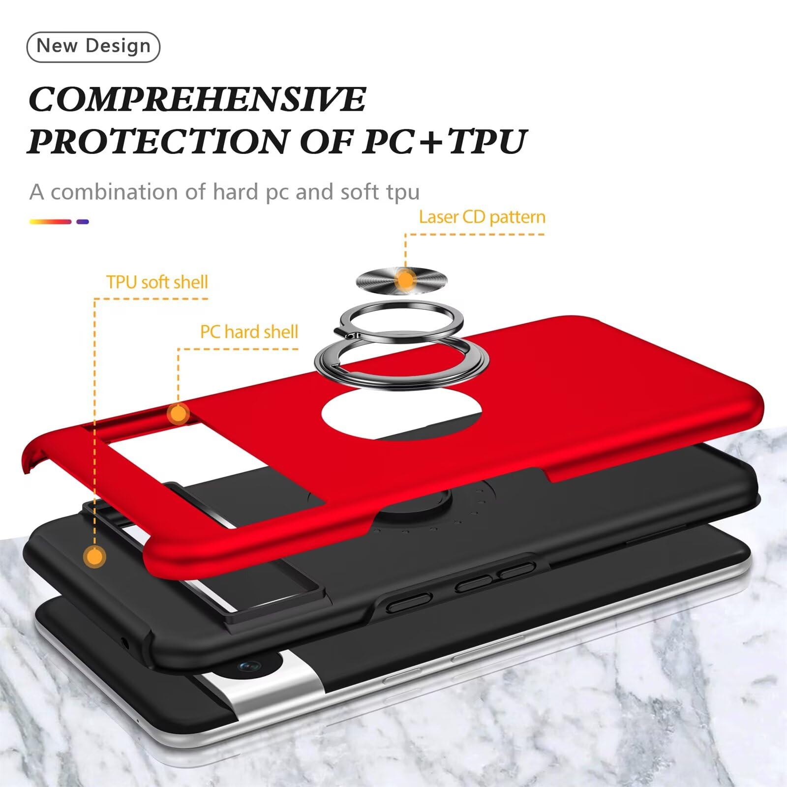 ESTH® Cover Per Google Pixel 8 Con Custodia Per Fotocamera Scorrevole E Supporto 1093802