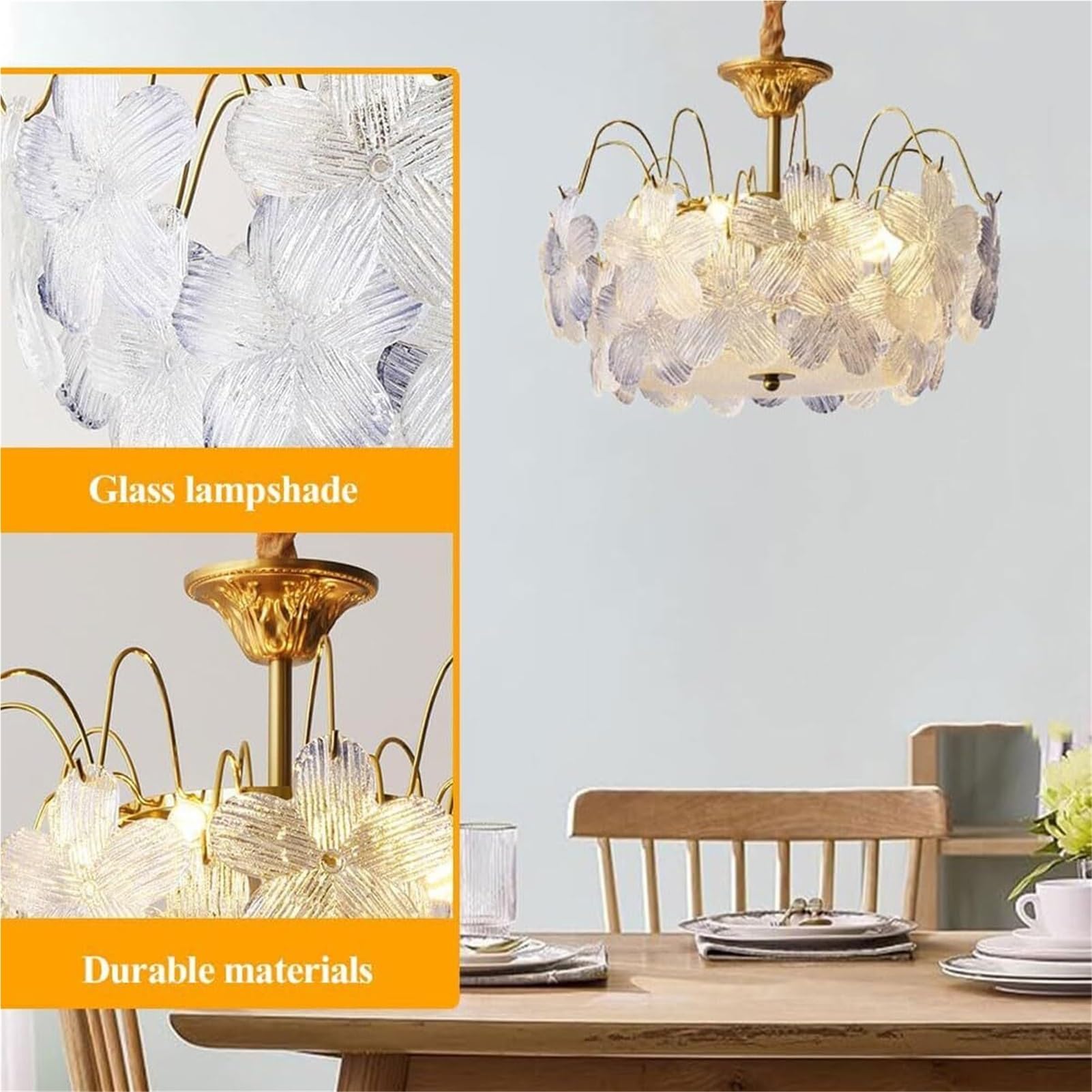 Flower Luxury Purple Glass Pendant Lamp Chandelier Hanging Lighting Ceiling Fixture Elegant For Dining Room Living Hallway Bedroom