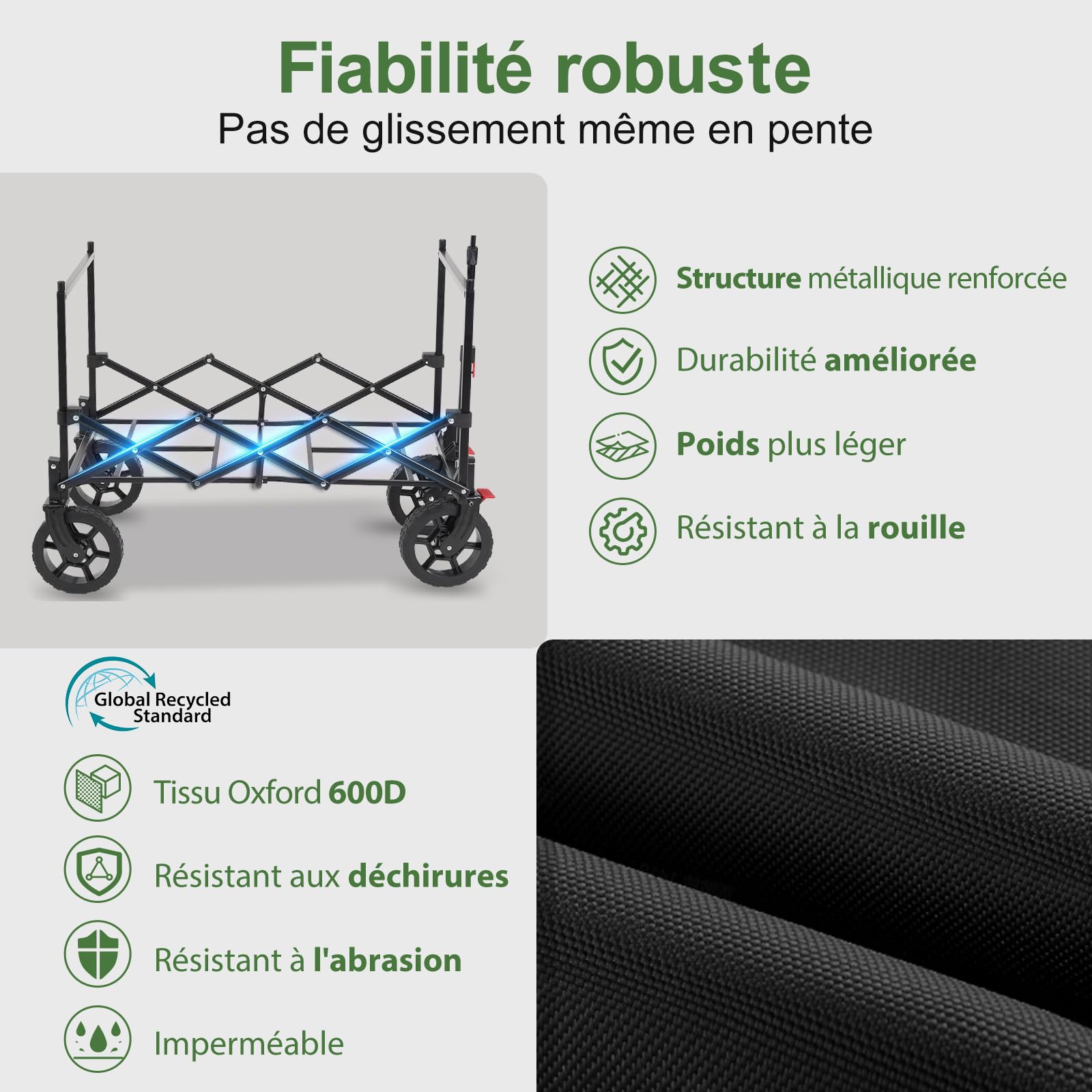 Sekey XXL Chariot Enfant 150L 150KG, Modèle Pliable à Toit, Accessoire de Transport avec Pare-Soleil pour Plage et Camping SE4018, Noir