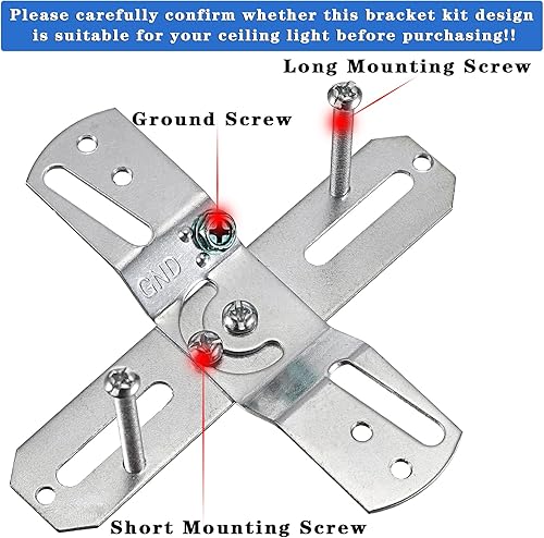 Miniatura 4 de OwnMy Juego de 4 soportes de montaje de lámpara giratorios, kit de barras transversales universales para lámpara de techo, placas de montaje