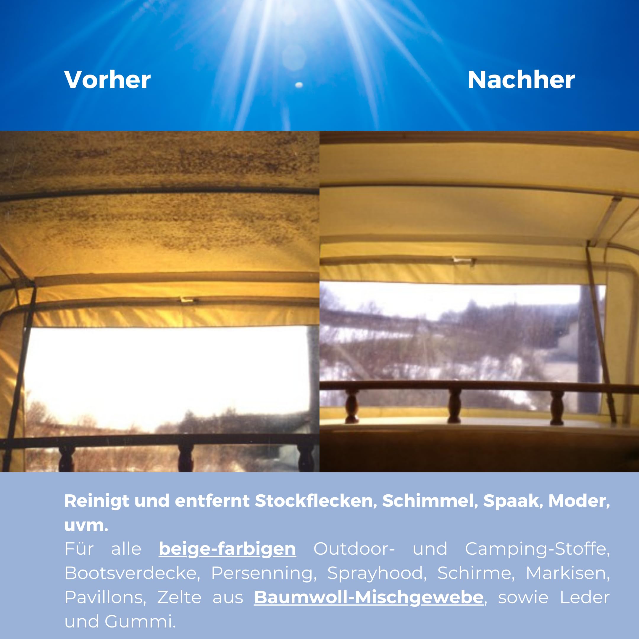 Generisch Schimmalgin Spezial Stockfleckenreiniger 1L Schimmelentferner Stoffe Outdoorstoffe Boot Markise Plane Vogelkot Moder Moos Textilien zahlreiche organische Verschmutzungen