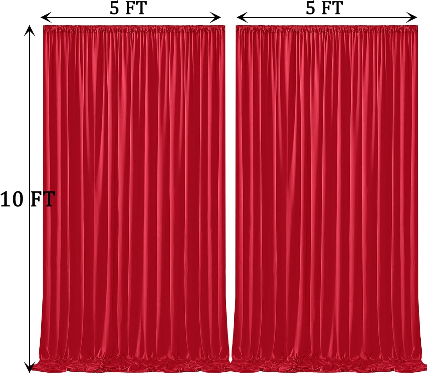 10ft x 10ft Wrinkle Free Red Backdrop Curtains for Parties, Polyester Photo Backdrop Drapes 2 Panels 5x10ft for Weddings Birthday Party Christmas Photography Background - Image 5