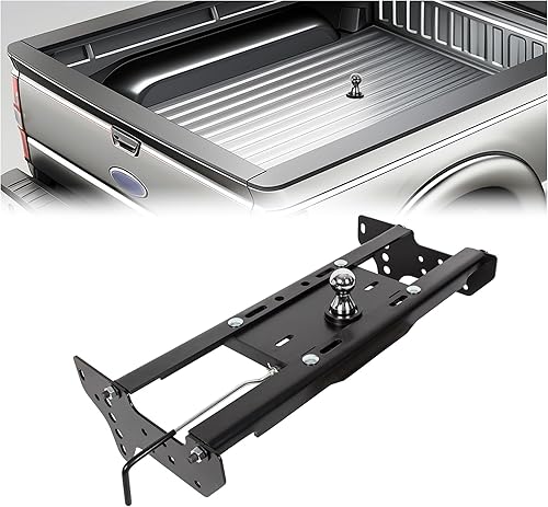 ECOTRIC Enganche de remolque de cuello de cisne compatible con Ford F250 F350 1999-2016 Super Duty Kit completo de sistema de enganche de riel de