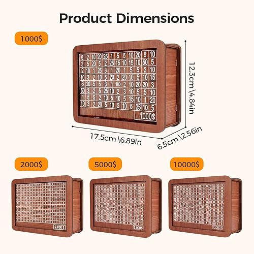 Miniatura 7 de Cash Vault Wooden Savings Box, Upgrade Savings Challenge Box Wooden Cash Saving Box, Piggy Bank Wooden Cash Saver Money Box with Counter, Portable