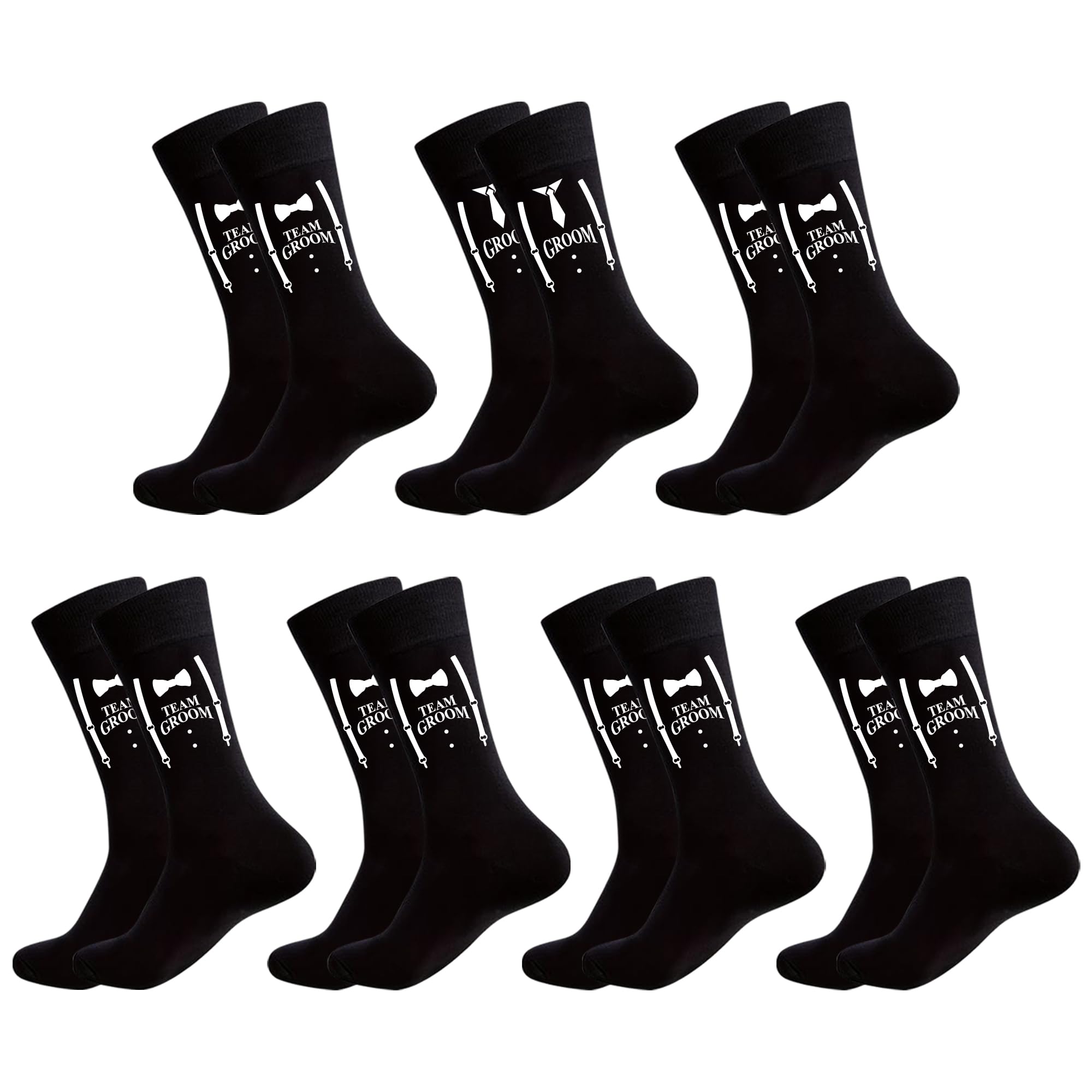LADY & HOME Groomsmen Team Socks - 7 Packs Best Man Proposal Gift for Wedding (Team Groom)