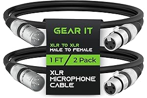 GearIT XLR to XLR Microphone Cable - 1 Feet, 2 Pack, Short...