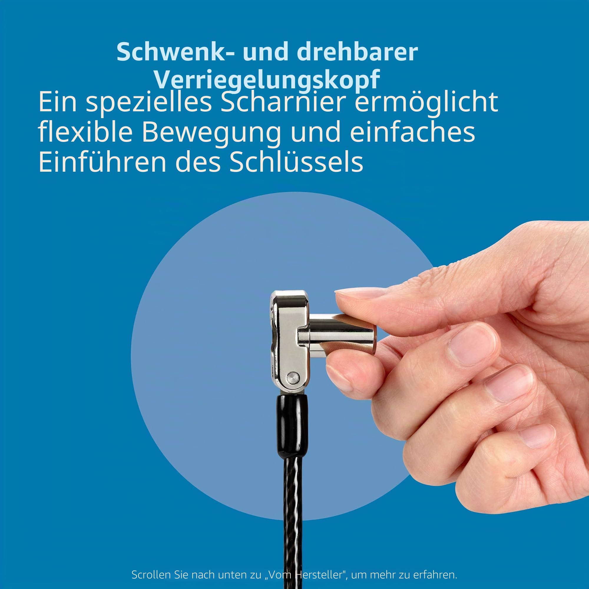 Kensington Universal 3-in-1 Laptopschloss mit Schlüssel, Anti-Diebstahl-Sicherheitsschloss, 1,8 m Karbonstahlkabel
