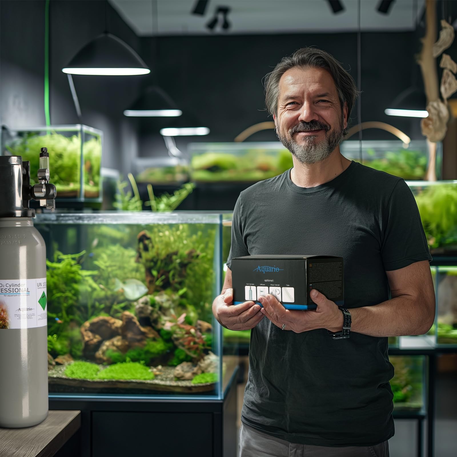 Aquario Professional 2.0 - Komplettes CO2-Set mit Elektroventil und 5L Flasche für Aquaristik: Präzisionsdosierung, Hochwertiger Diffusor, Einfache Installation