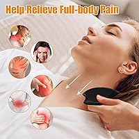 Vista 6 de Gua Sha Herramienta de masaje facial – Masajeador facial y corporal de jade negro para el bienestar, relajación, masaje de cuello, hombros, espalda