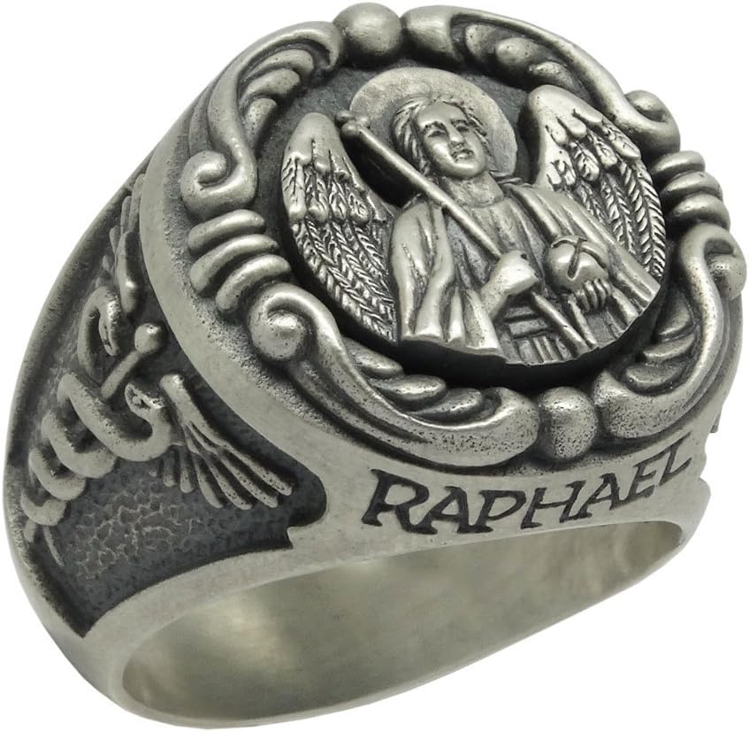 St Raphael the Archangel Sterling Silver 925 Christian Catholic Mens Ring Medical Corps