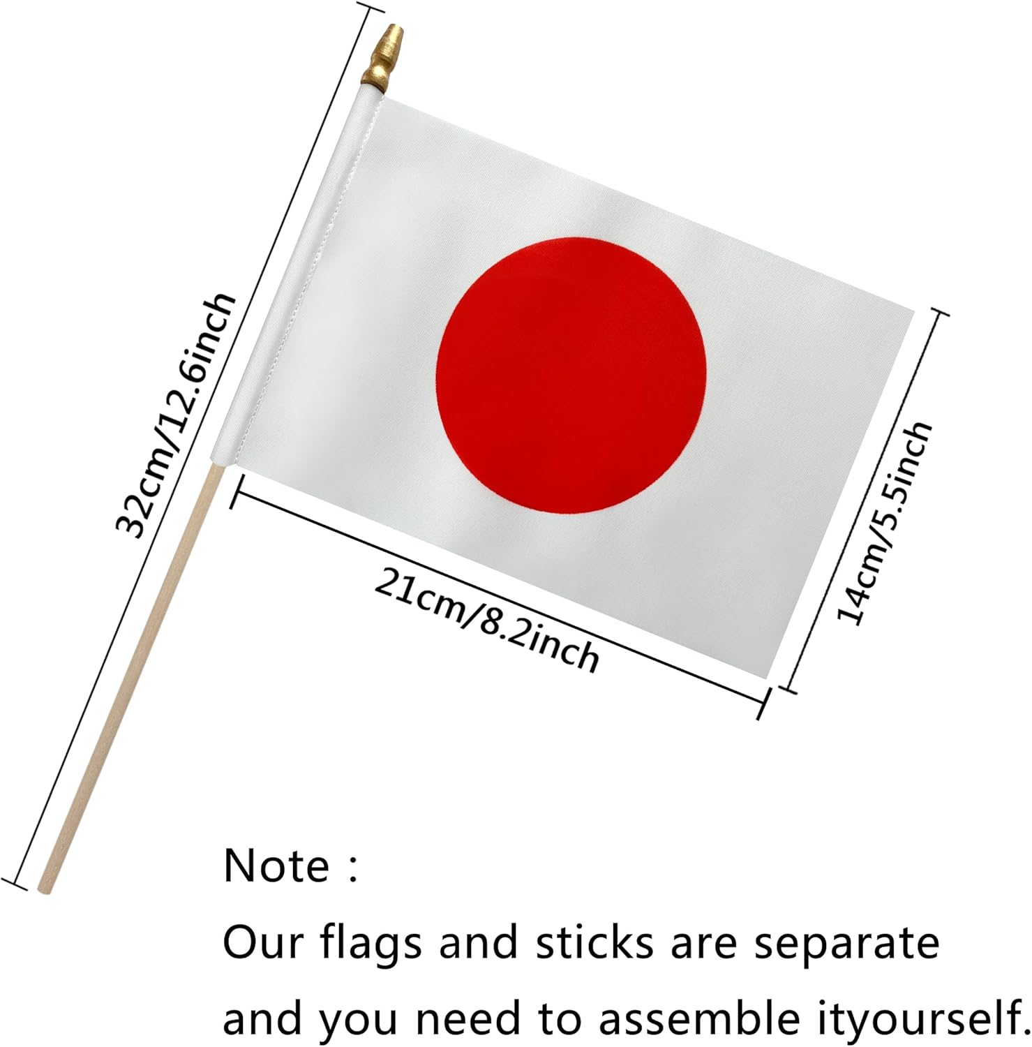 TSMD Japan Stick Flag Japanese Small Mini Hand Held Flags,5x8 Inch,12 Pack - Image 2