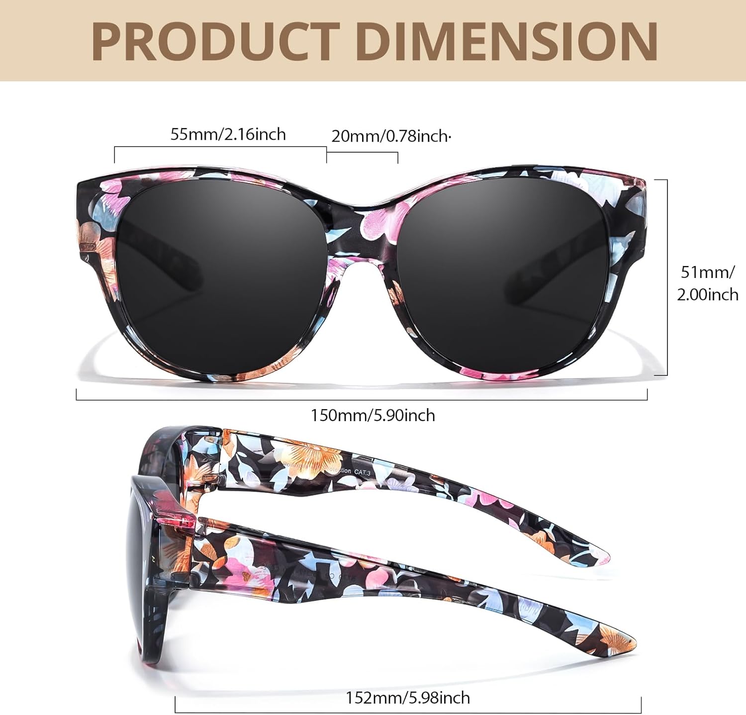 FIMILU Polarized Sunglasses Fit Over Glasses for Women, Round Sunglasses for Driving & Outdoor UV400 Protection - Image 5