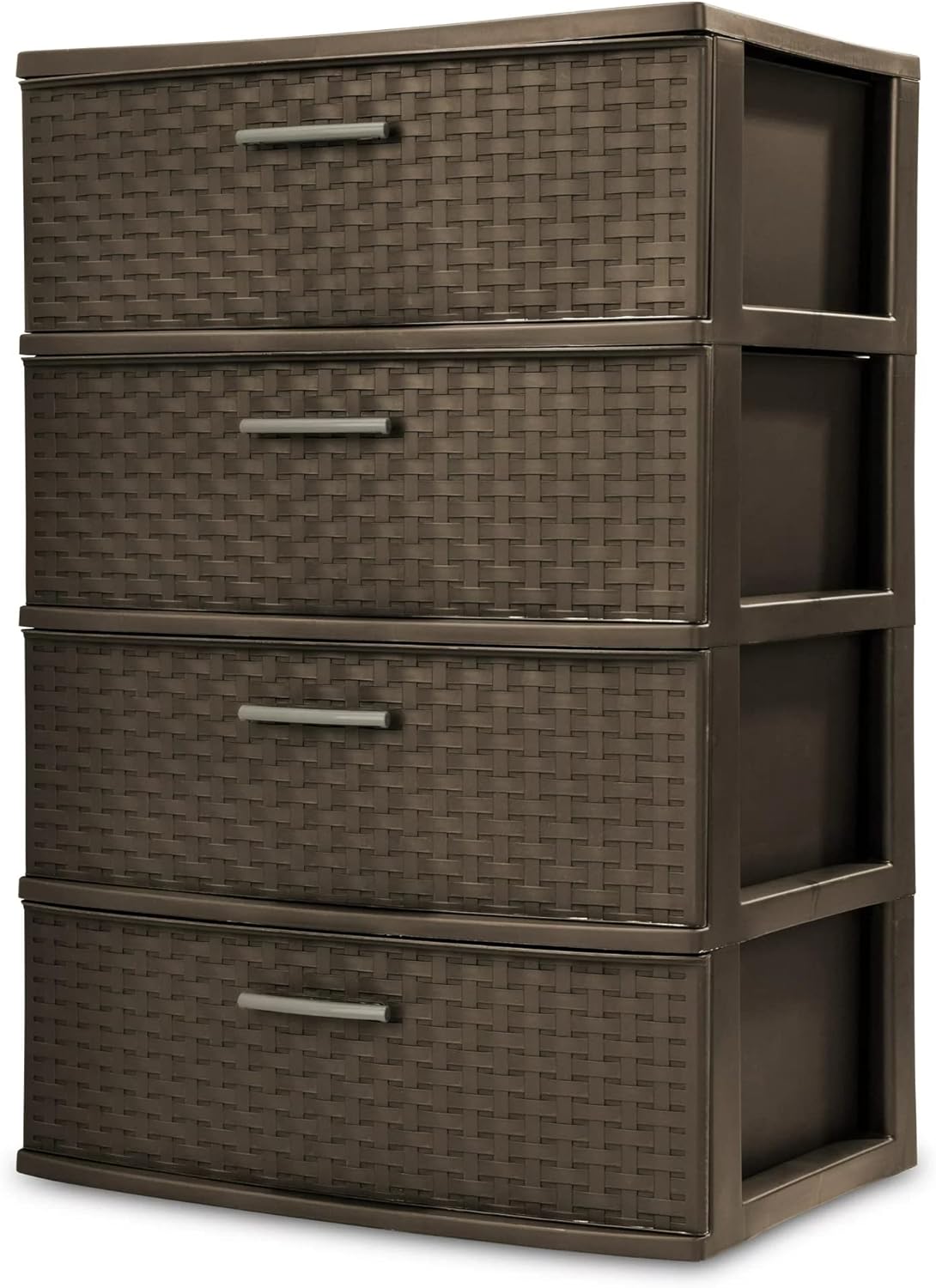4Drawer Wide Weave Design Storage Tower, Espresso Frame