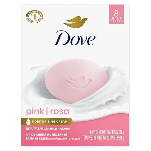 Dove Jabón en barra de belleza rosa rosa, 8 barras para una piel suave y lisa, limpia e hidrata 3.75 onzas