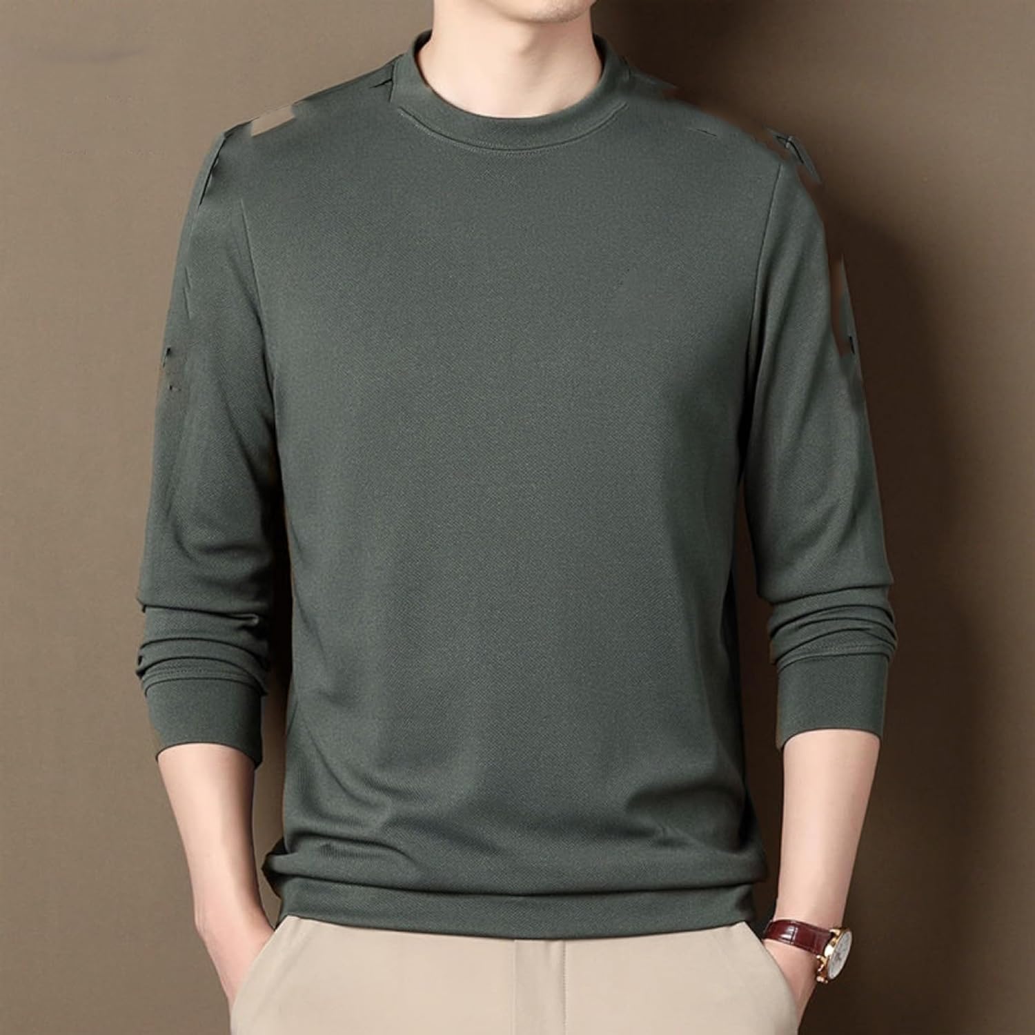 Men's Autumn Long-Sleeved Round Neck Sweater Casual Base Shirt