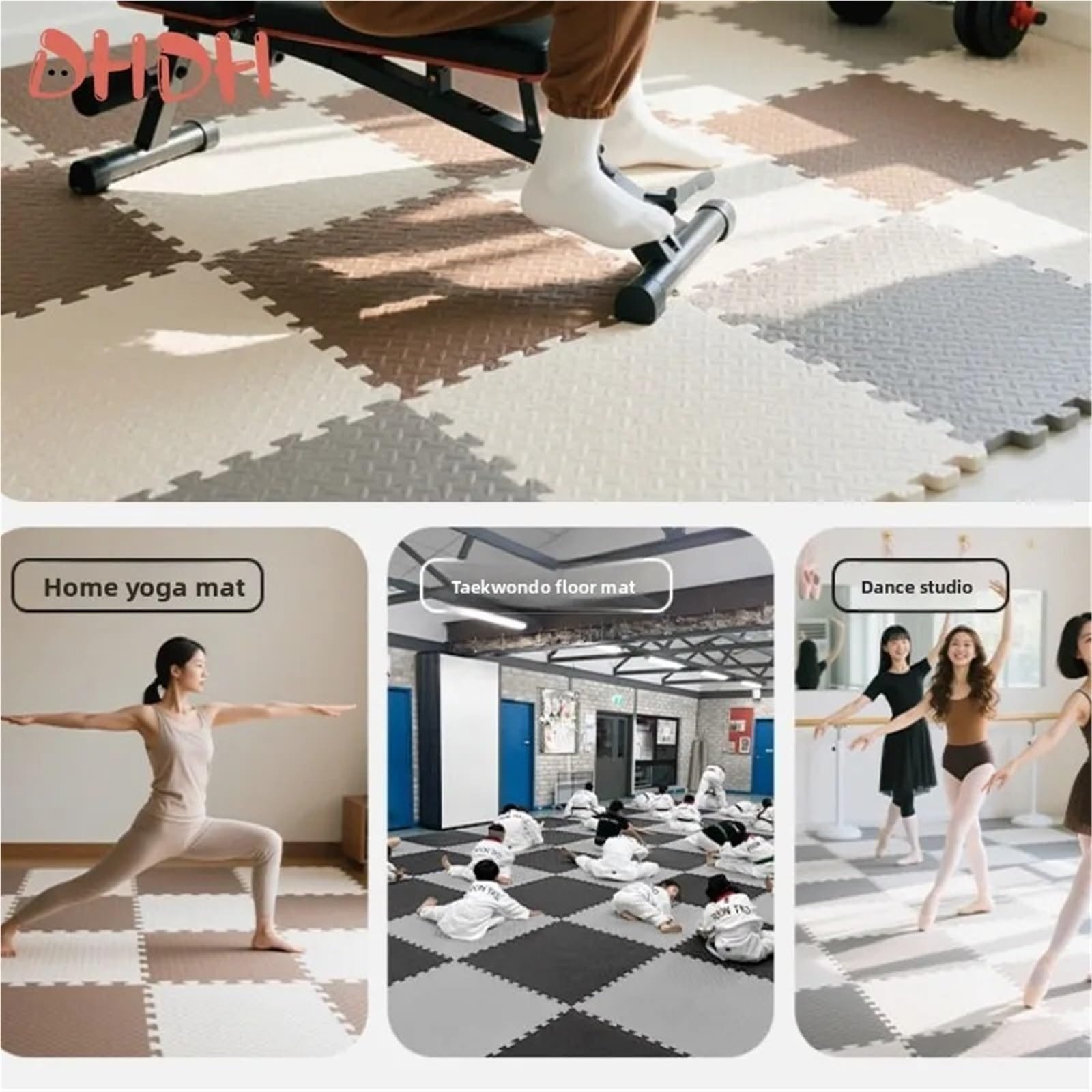 Tappeto Da Fitness A Puzzle Tappetino da pavimento antiscivolo in gomma ad incastro for esercizi a casa di sollevamento pesi yoga