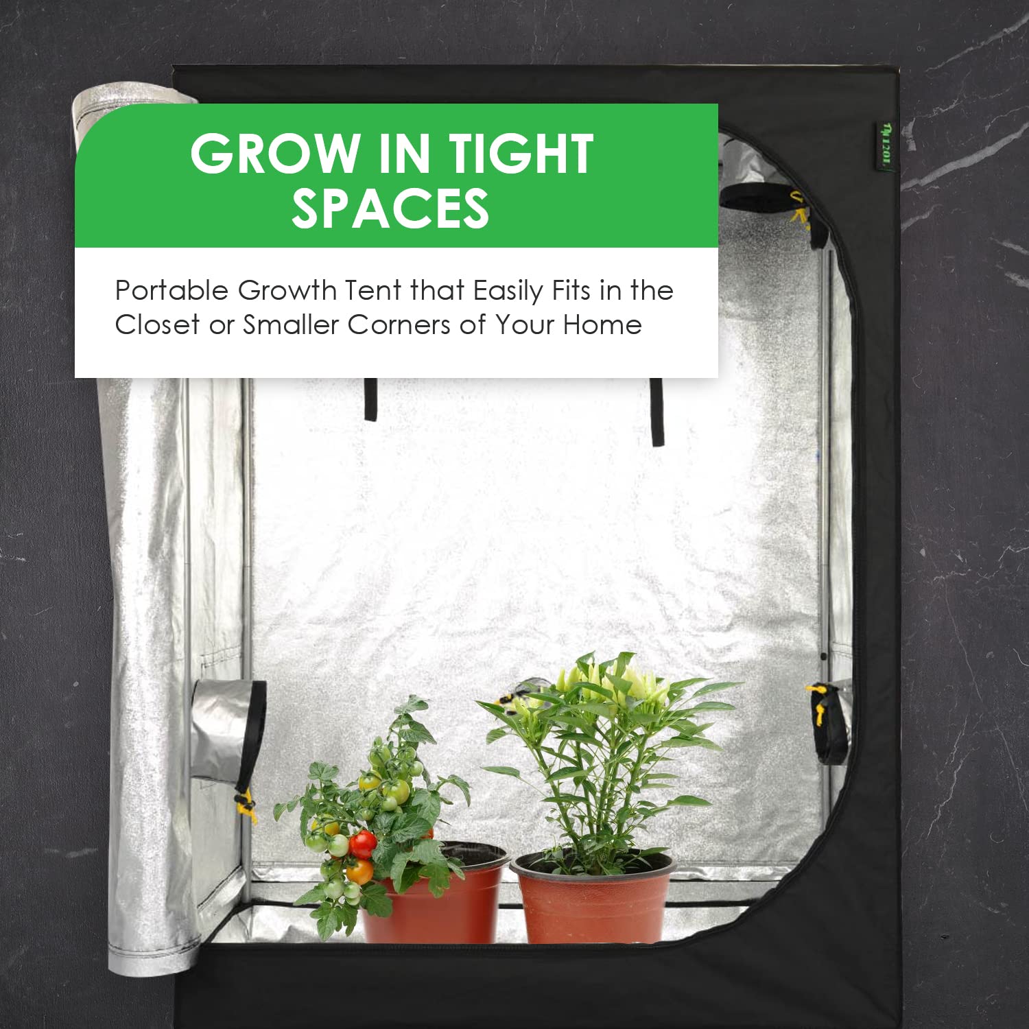 GrowTNT120L Grow Tent 120x60x160cm for Small Space Grow Tent Hydroponics Grow Tent with Easy View Window Grow Tents with Mylar Fabric to Prevent Light Leaks 120L Indoor Grow Tent Garden