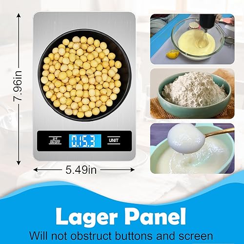Miniatura 4 de Báscula de alimentos gramos y onzas Báscula digital de cocina de 33 libras, precisión de 1 g0.1 oz, acero inoxidable, ligera