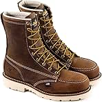 Thorogood American Heritage 8” Steel Toe Work Boots for Men - Full-Grain Leather with Moc Toe, Slip-Resistant Heel Outsole, and Comfort Insole; EH Rated