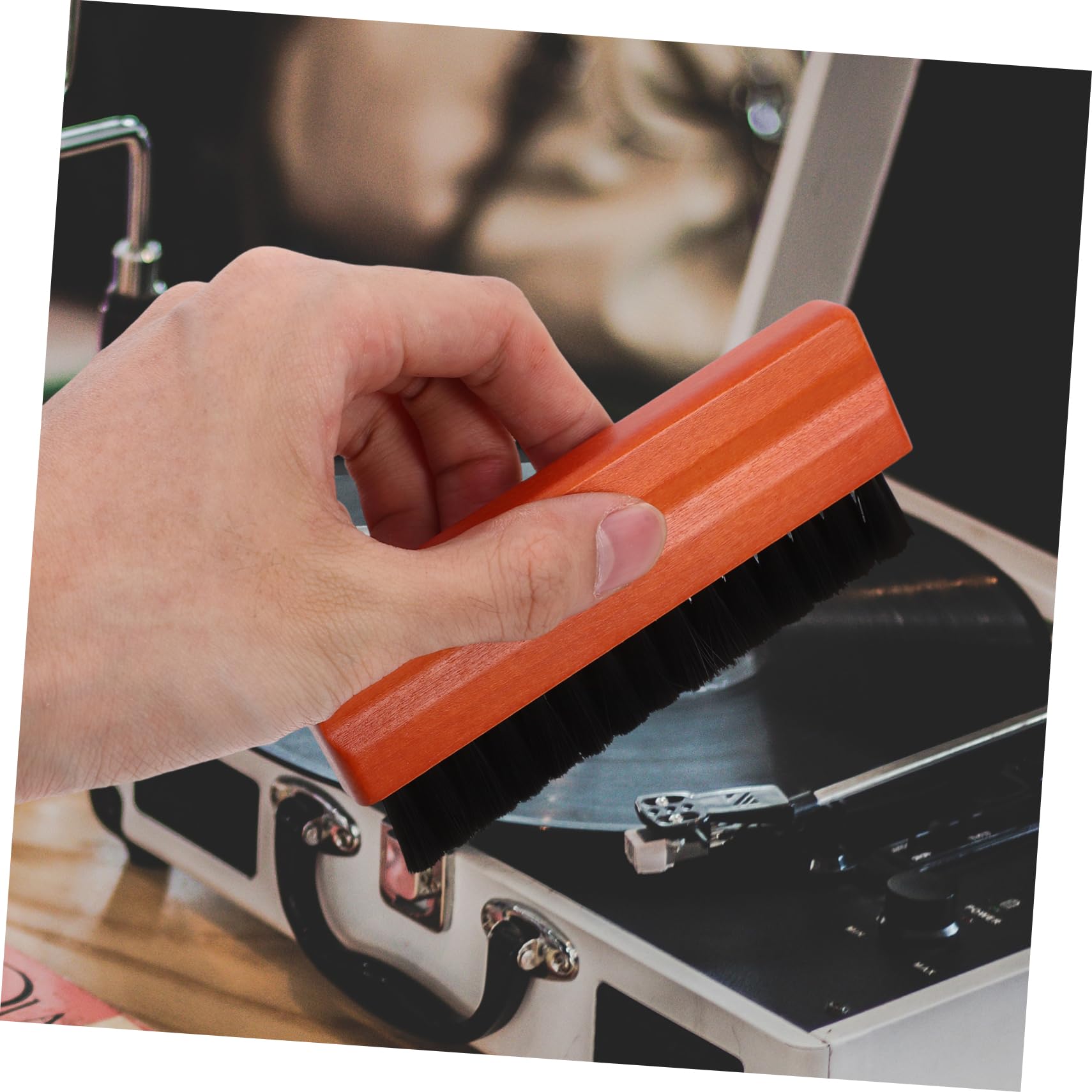 Kit de Limpieza para Vinilo y CD/DVD, Cepillo para Discos, Madera y Esponja, para Tocadiscos y Reproductores