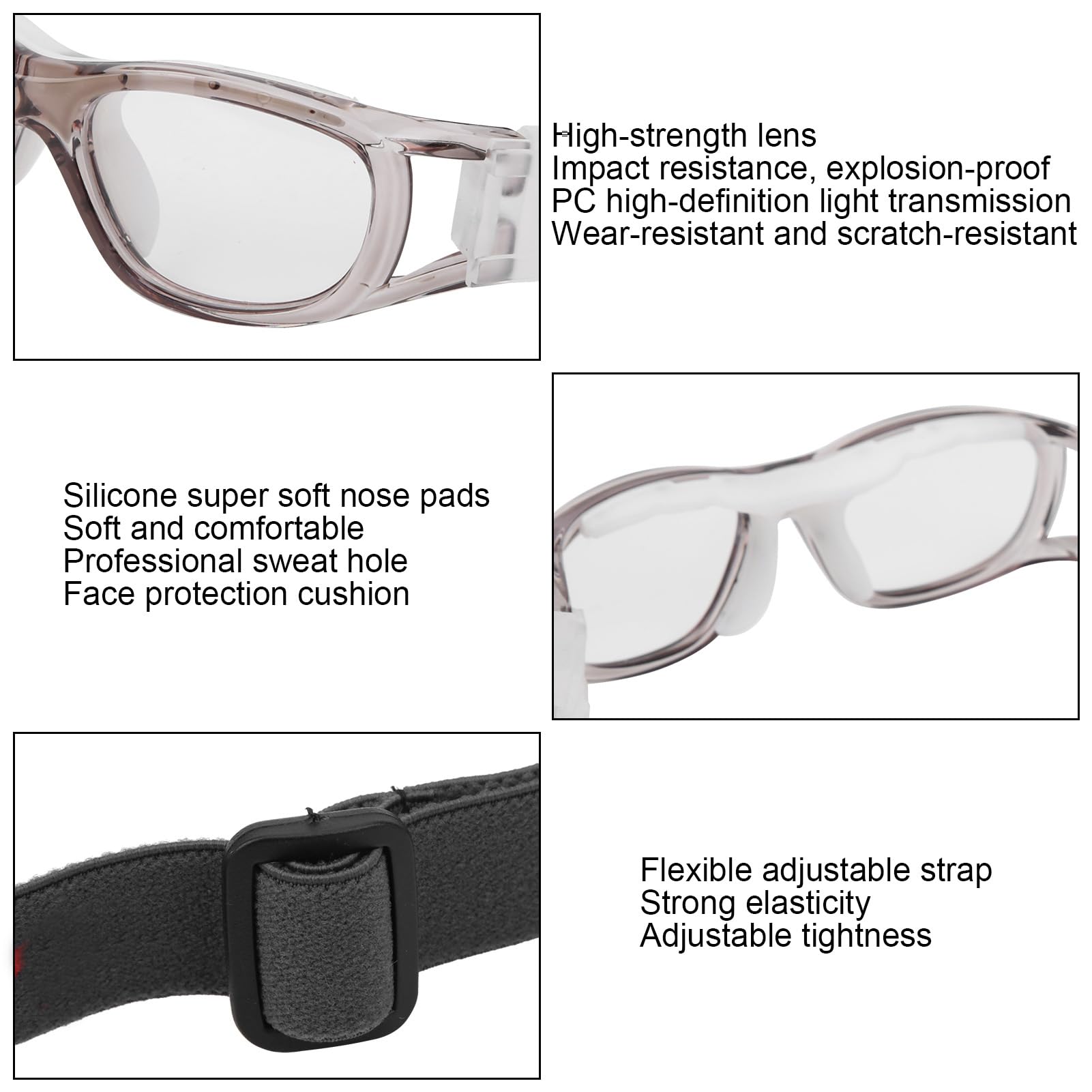 lyrlody Gafas de Baloncesto Gafas Deportivas para Niños Lentes Protectoras Ajustables de Policarbonato con Lentes Intercambiables para Baloncesto Fútbol Ciclismo (5-15 Años) — view 7