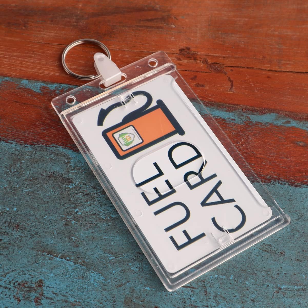 Specialist ID Rigid Fuel Card Holder with Key Ring - Clear Hard Plastic Card Protector Keychain for Fleet, Gas Cards