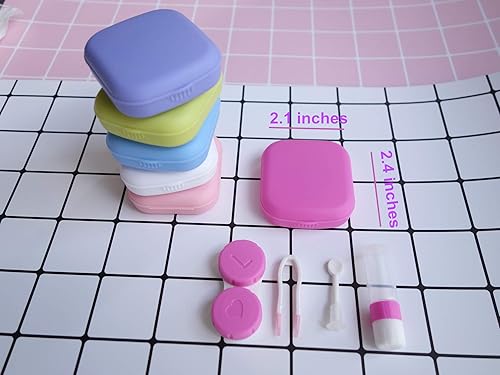 Miniatura 2 de Paquete de 6 fundas para lentes de contacto con espejo de inserción, ligero, compacto, portátil, juego de caja de lentes de contacto de viaje