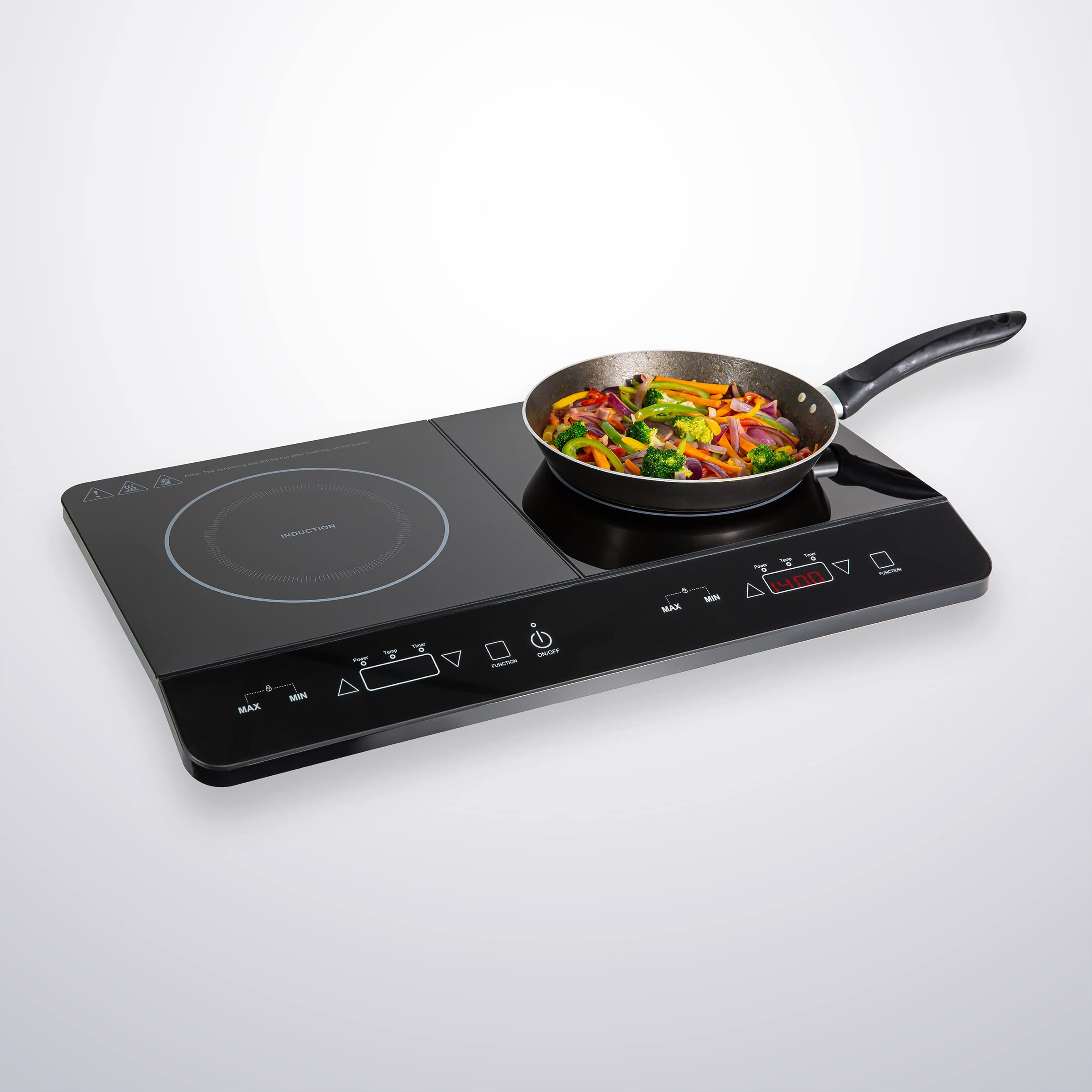 Buy Abode AINDH2002 Portable Double Induction Hob, Induction Cooker