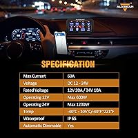 Vista 7 de Auxbeam Panel de interruptor de 8 bandas BA80, sistema universal de relé de control de circuito con interruptor LED automático regulable