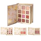 Makeup Book Palette – 12 Colors Eyeshadow, Eyeshadow Palette with 4 Blush and 4 Liquid Lipstick, All in Travel Beauty Kit, Multi-Use Cosmetic Set, for Women Travel Beauty Party Daily