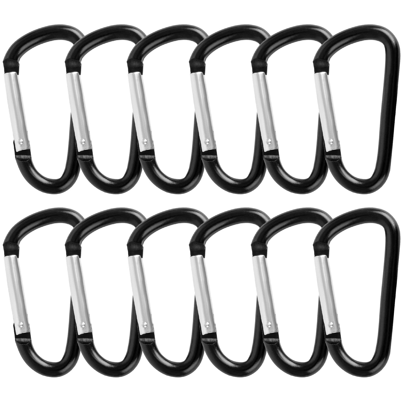 GOGO 48 pièces Mousqueton Porte clés, Mousqueton Aluminium de Fixation en Alliage en Forme D Porte-clés, Mousqueton Verrouillage Automatique pour la Maison, Le Camping-Car, la pêche