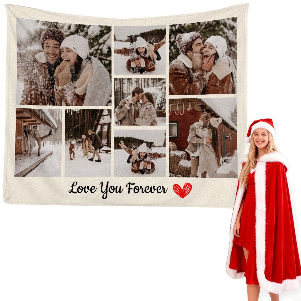 Plaid personnalisé haut de gamme 8 photos pour anniversaire de mariage