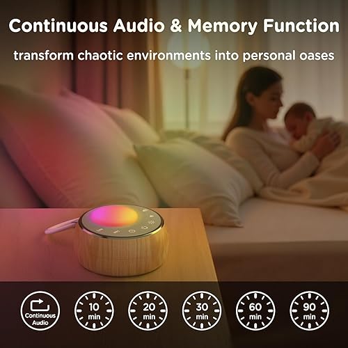Miniatura 7 de Peakeep Máquina de sonido portátil de ruido blanco, luz para dormir para adultos y bebés, altavoz claro y fuerte, audio continuo de 25 horas,