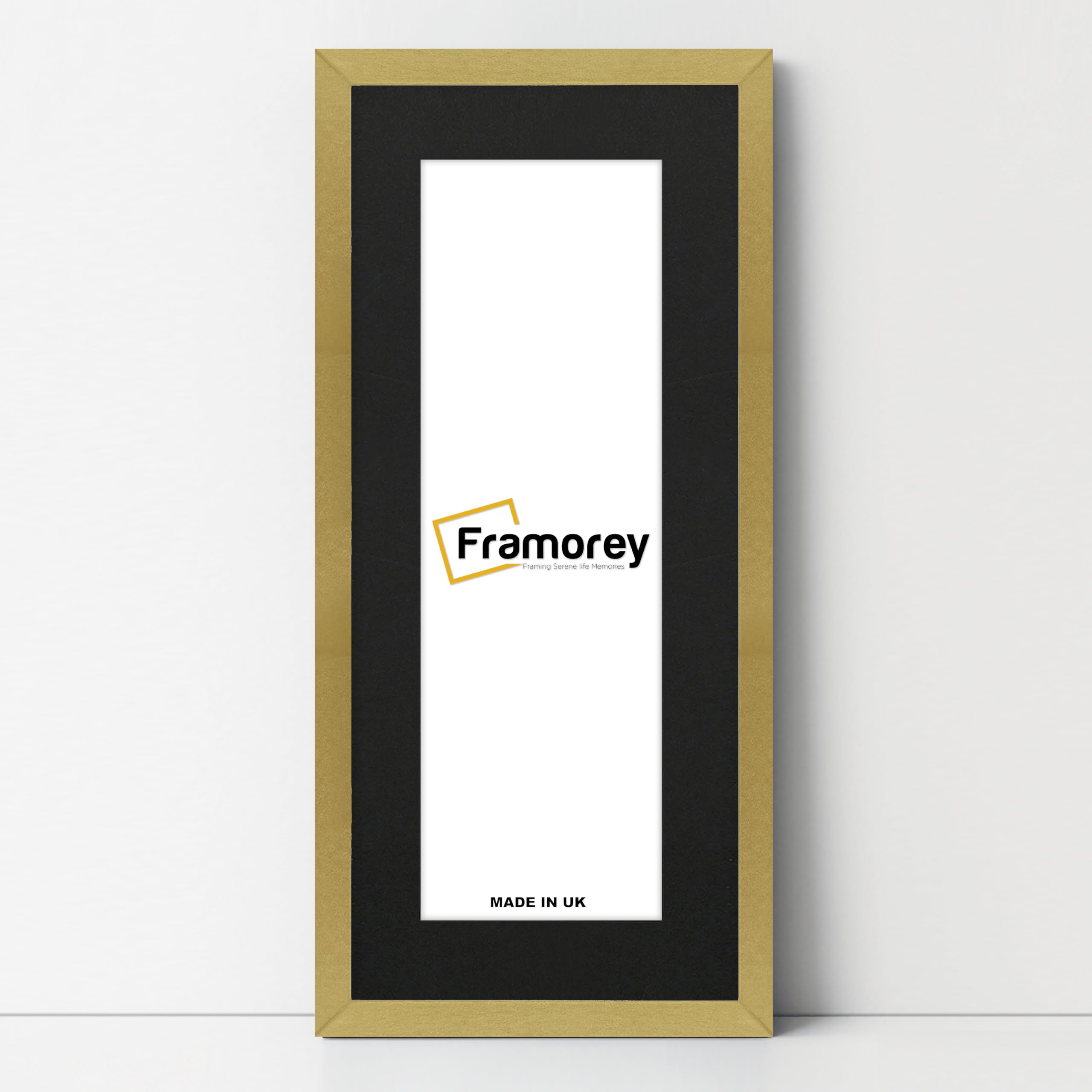 Framorey Framing Serene Life Memories Gold With Black Mount Framorey Oxford Thin Picture Frame, 26X15" Gold Photo Frame With 22X11" Black Mount, Art Poster Frame, Photo Print Frames, With A High Clarity Styrene Shatterproof Perspex Sheet