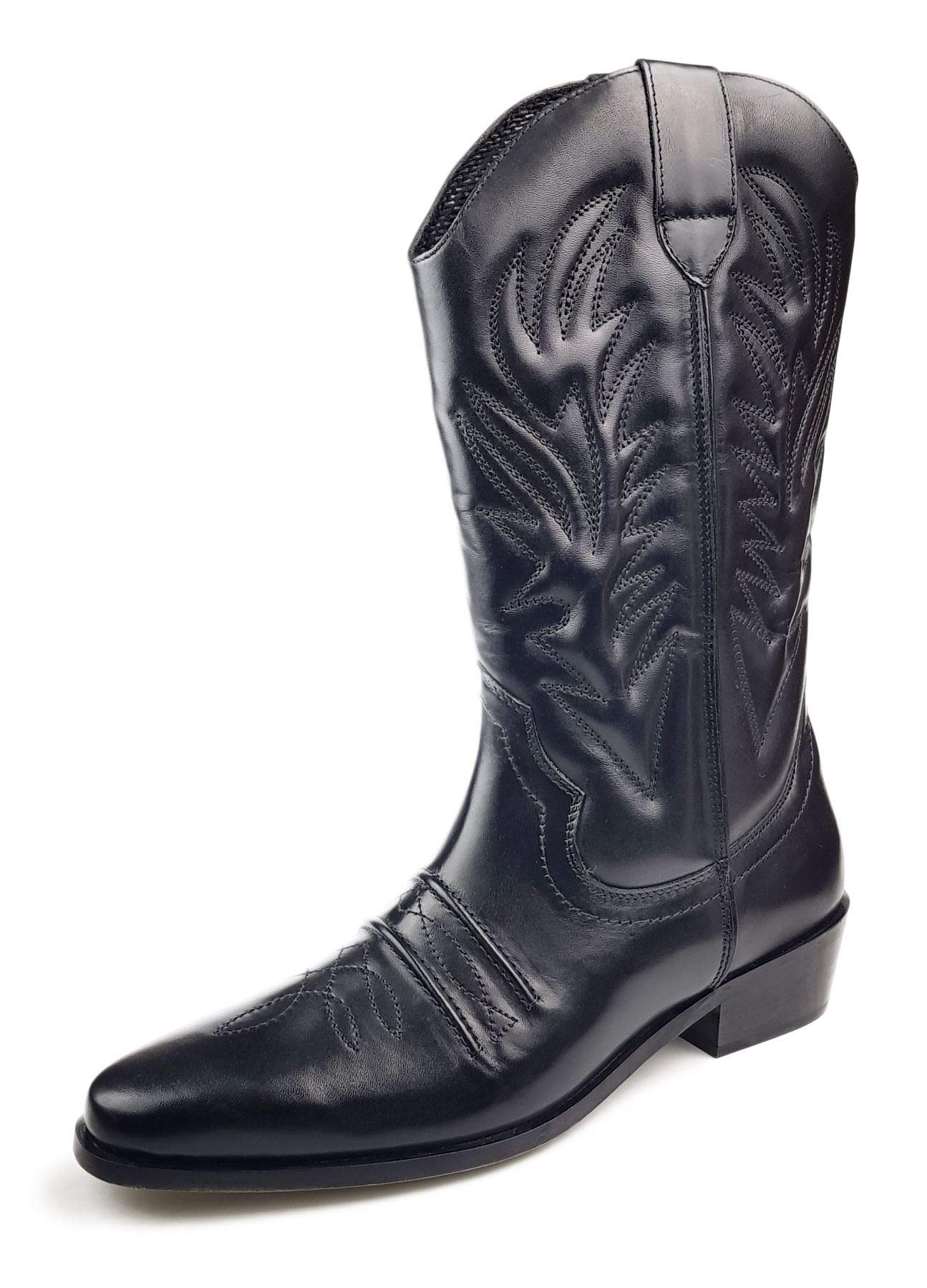 GringosMens Western and Cult Fashion HIGH CLIVE - Black Leather, Mens UK 10/EU 44