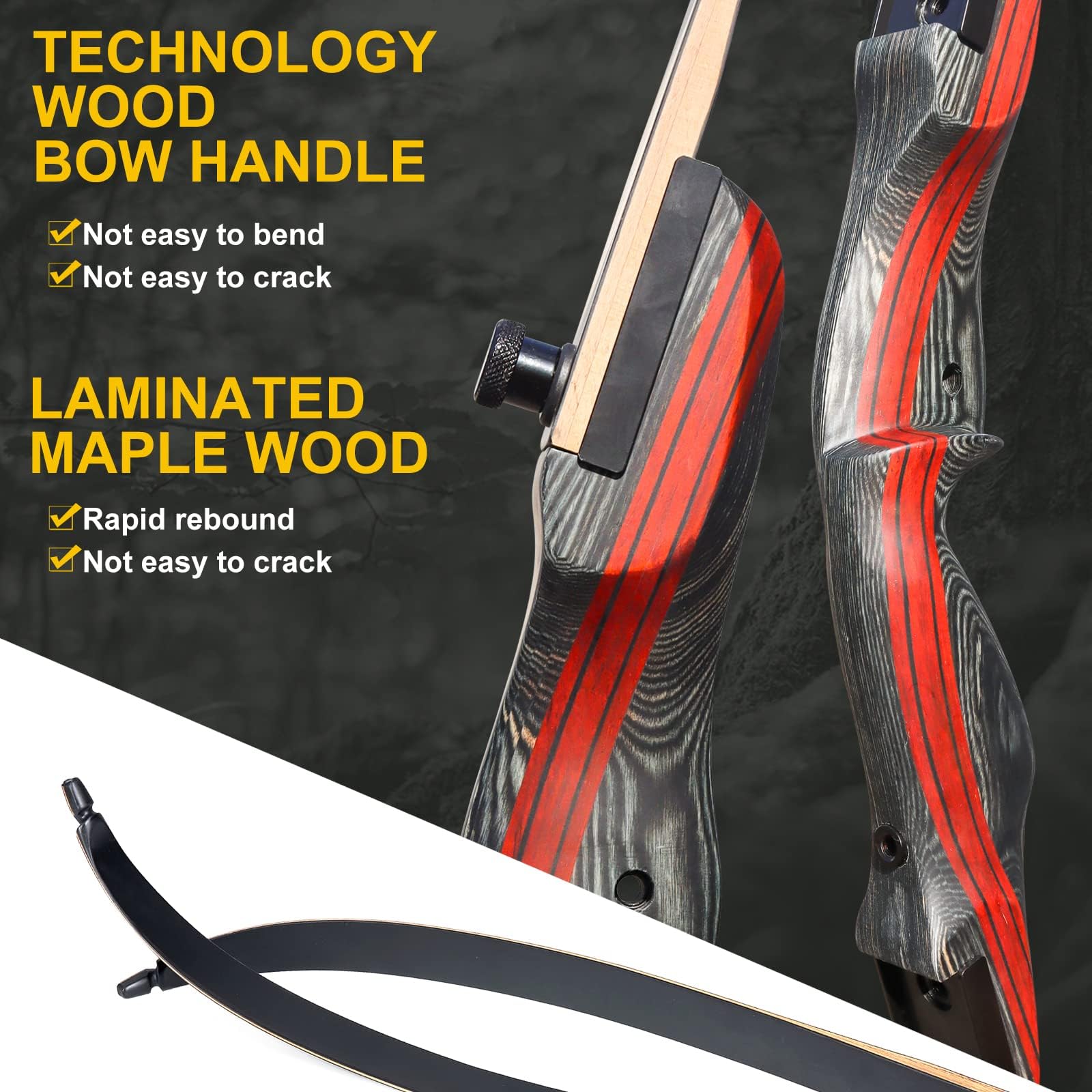 wolfman 62" Bogenschießen Recurve Bogen und Pfeil für Erwachsene 20-50lbs Takedown Holzbogen Set Recurvebogen Set für Jagd & Zielschießen Rechtshänder