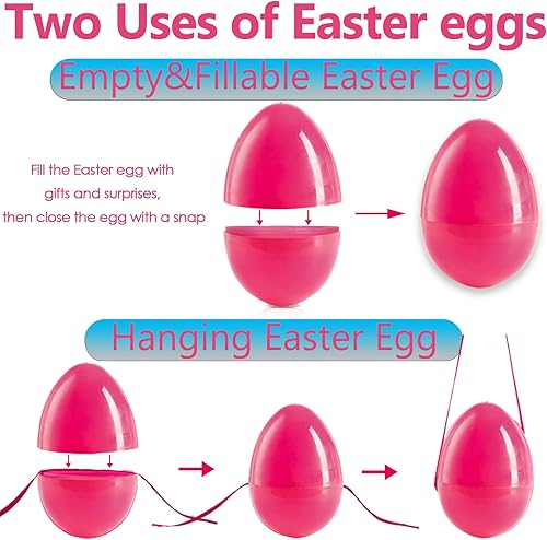 Miniatura 4 de YXI 36 huevos de Pascua de plástico relleno de cesta de Pascua de 35 pulgadas huevos de Pascua colgantes de 6 colores regalos de Pascua rellenables