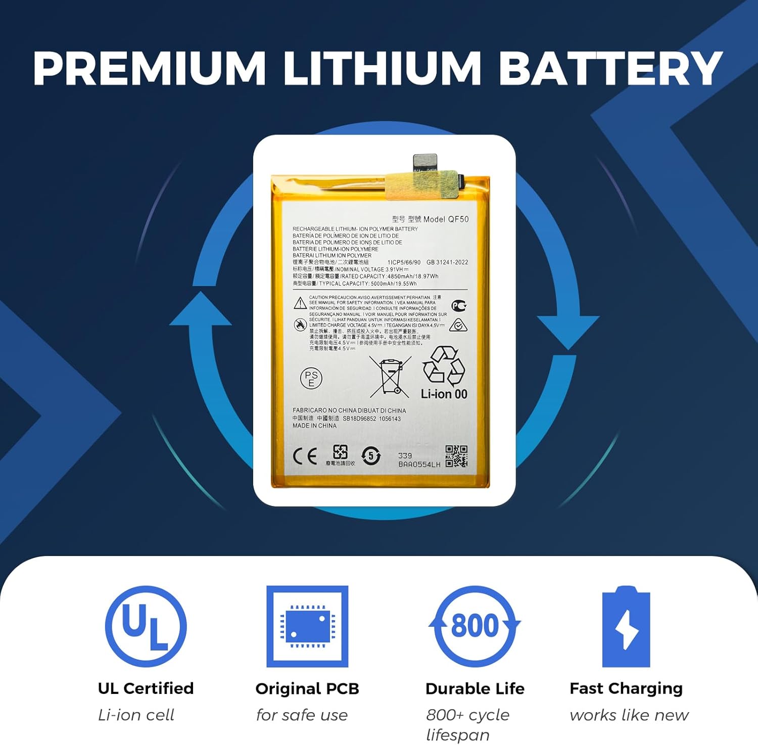 New QF50 Battery Compatible with Motorola G34 5G XT2363 / G 5G 2024 XT2417 / G04 2024 XT2421, with DIY Toolkit