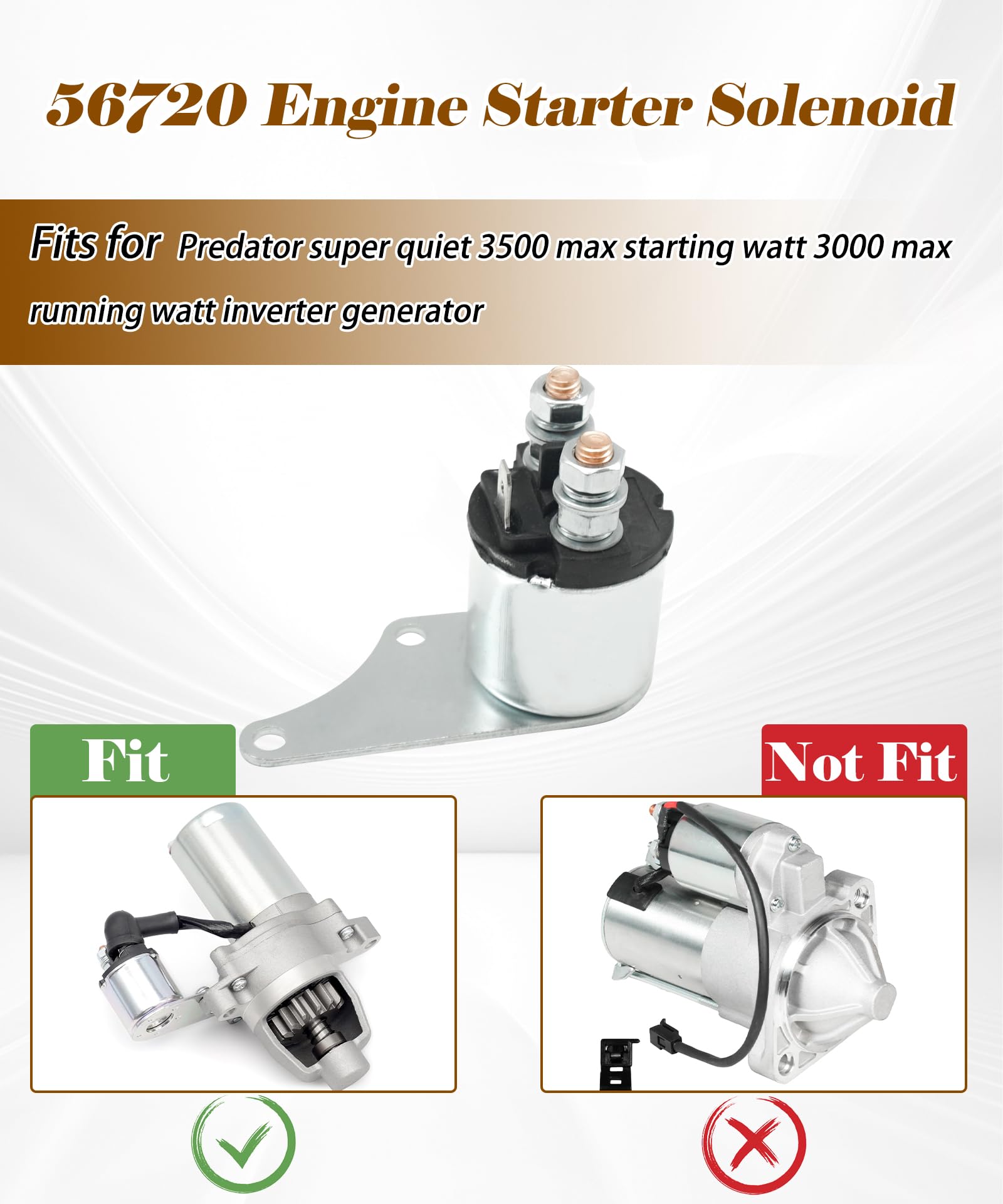 AWTURBO 56720 Electric Starter Solenoid Fits for Predator 3500W Super Quiet Inverter Generator, Replace 56720 63584