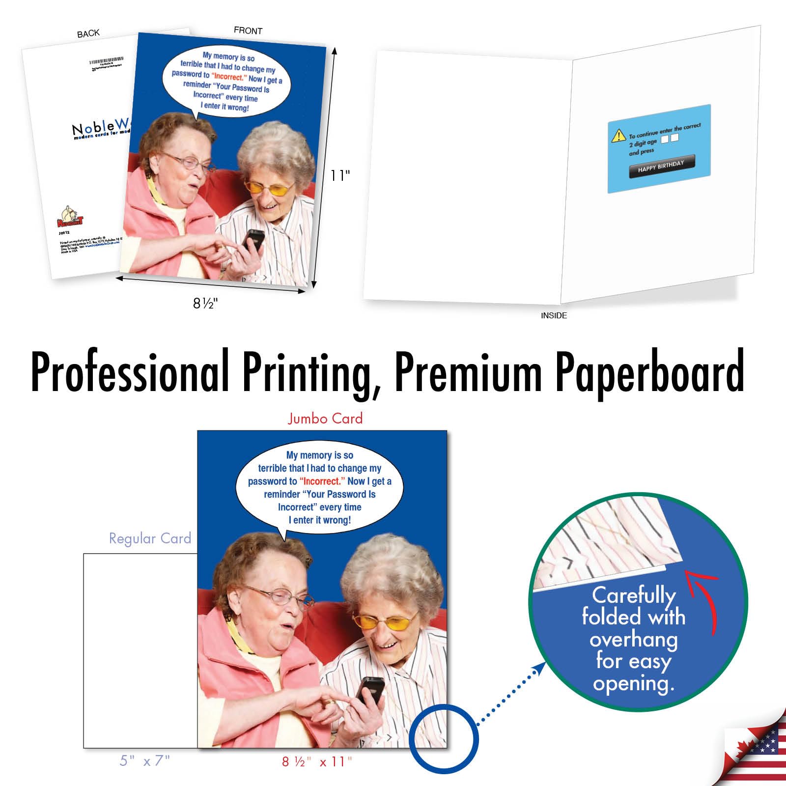 Jumbo Funny Birthday Card For Grandma - Incorrect Password Humor