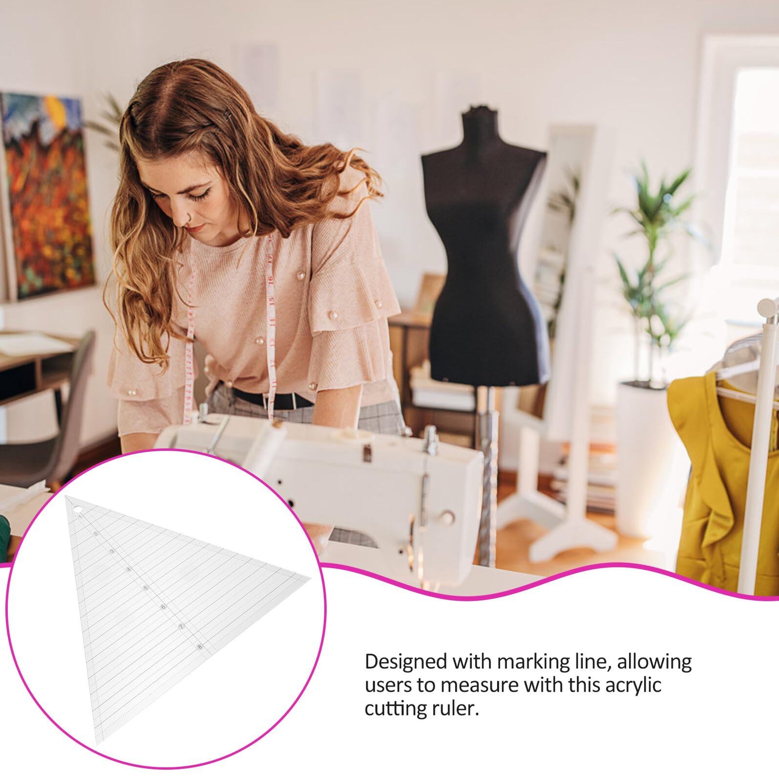 3 Pezzi Righello da Cucito in Acrilico per Patchwork e Trapuntatura Strumento Resistente per Taglio Preciso Tessuti e Progetti DIY
