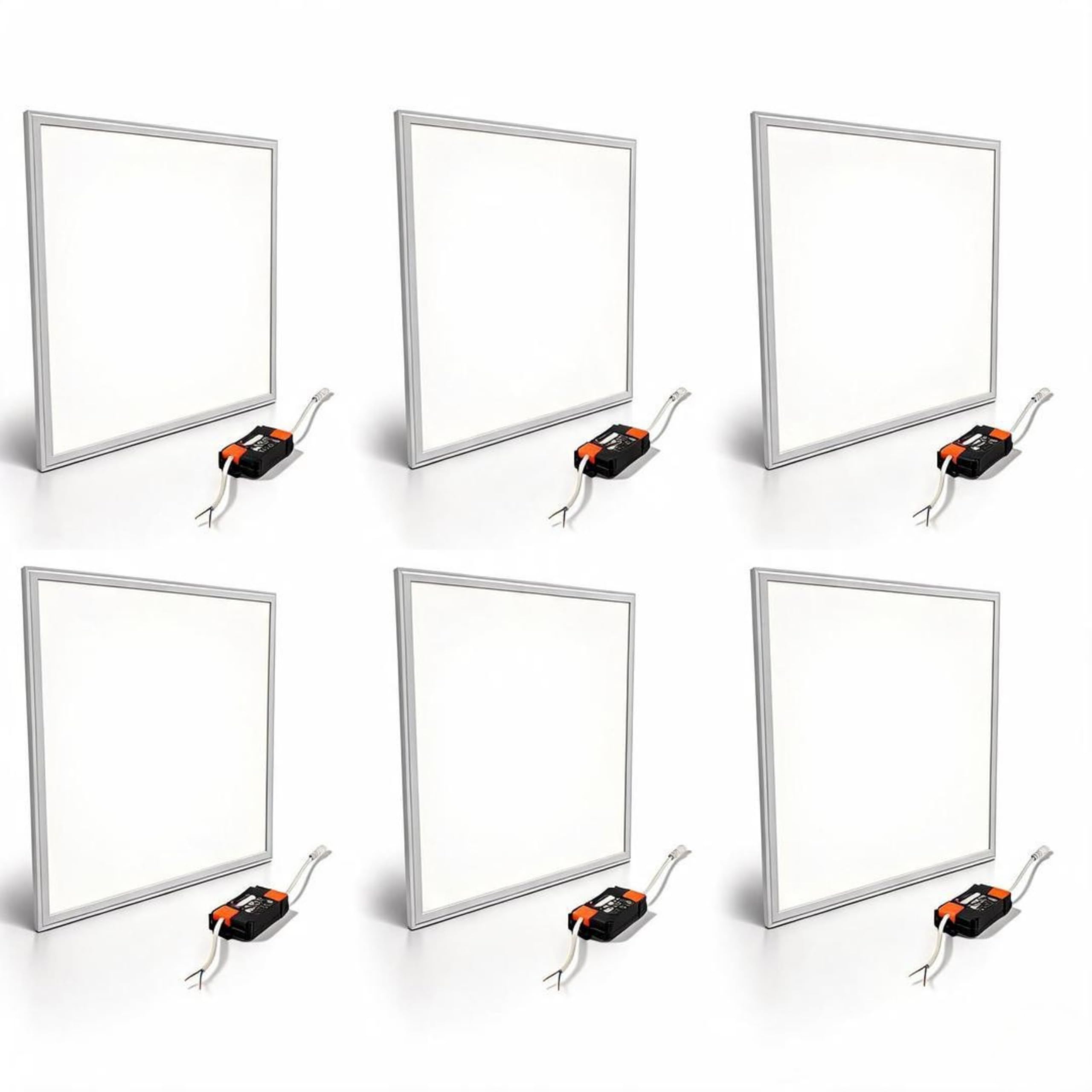 LED Ceiling Light 36W Square Panel, 6500K Cool White, 3200LM Ultra-Bright Flush Mount Fixture, Ultra-Slim 595x595x32mm Design for Office, Kitchen, Bedroom, Hallway, Living Room & Indoor Spaces Pack 6