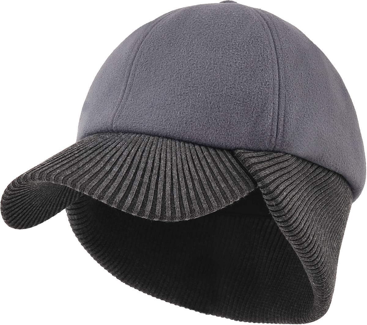 Wool Winter Baseball Cap with Warmer Earflap for Men ＆ Women Outdoor Ski Visor Beanie Hat