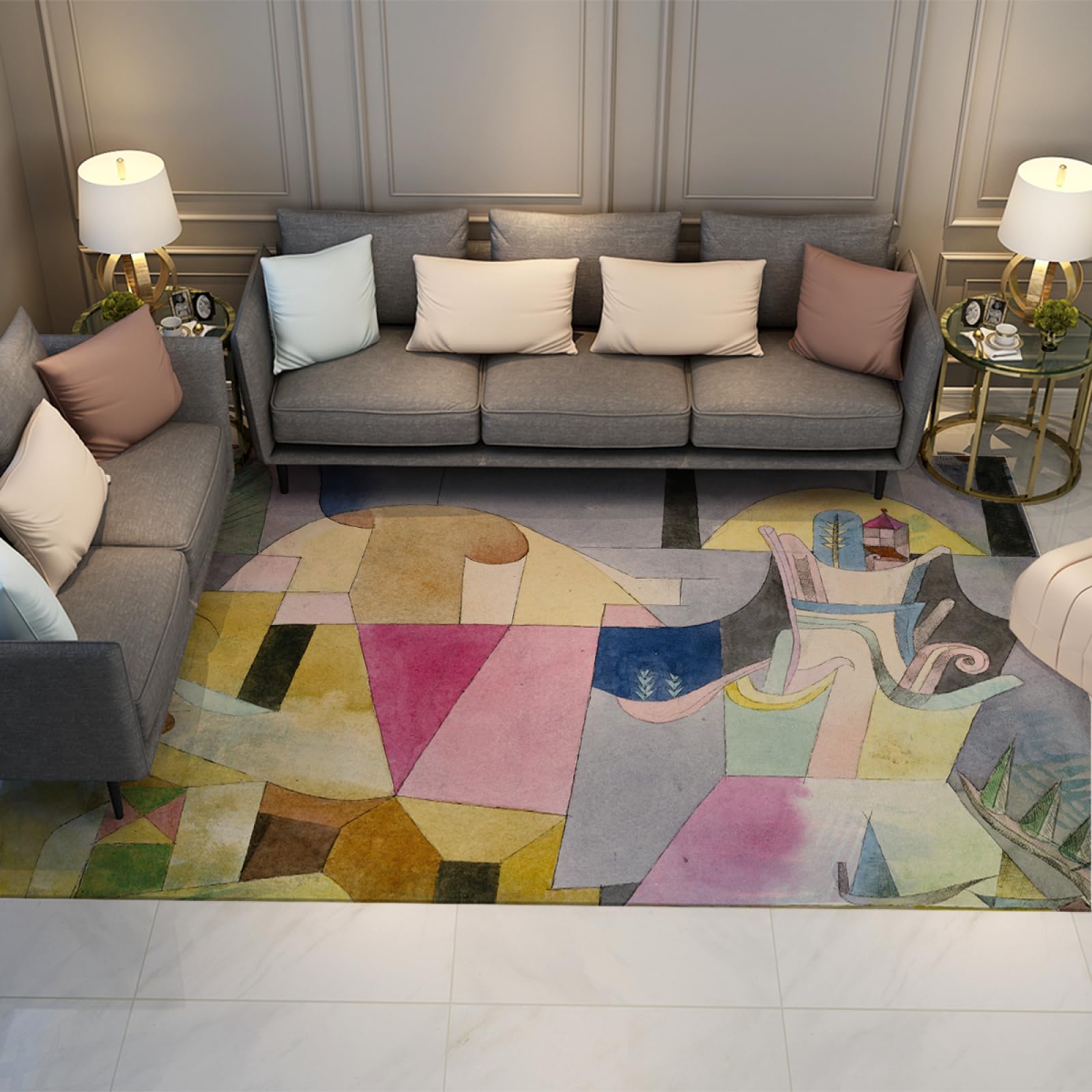 Tapis lavable antidérapant Paul Klee contre taches et glissades